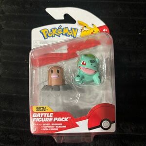 Bulbasaur & Diglett Battle Figure Pack - Green/Brown